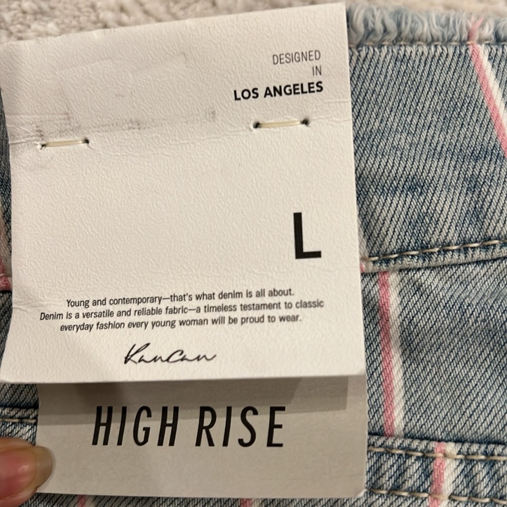 KanCan High Rise Stylish Blue Distressed Denim Shorts - Picture 10 of 10